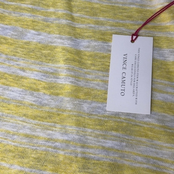 Vince Camuto NWT Women’s S/S Variegated Stripe Asymmetrical Yellow Size-Medium - Picture 4 of 8